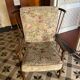 Rare set of armchairs and vintage fan-shaped bench.