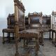 8 Renaissance-style chairs in solid walnut