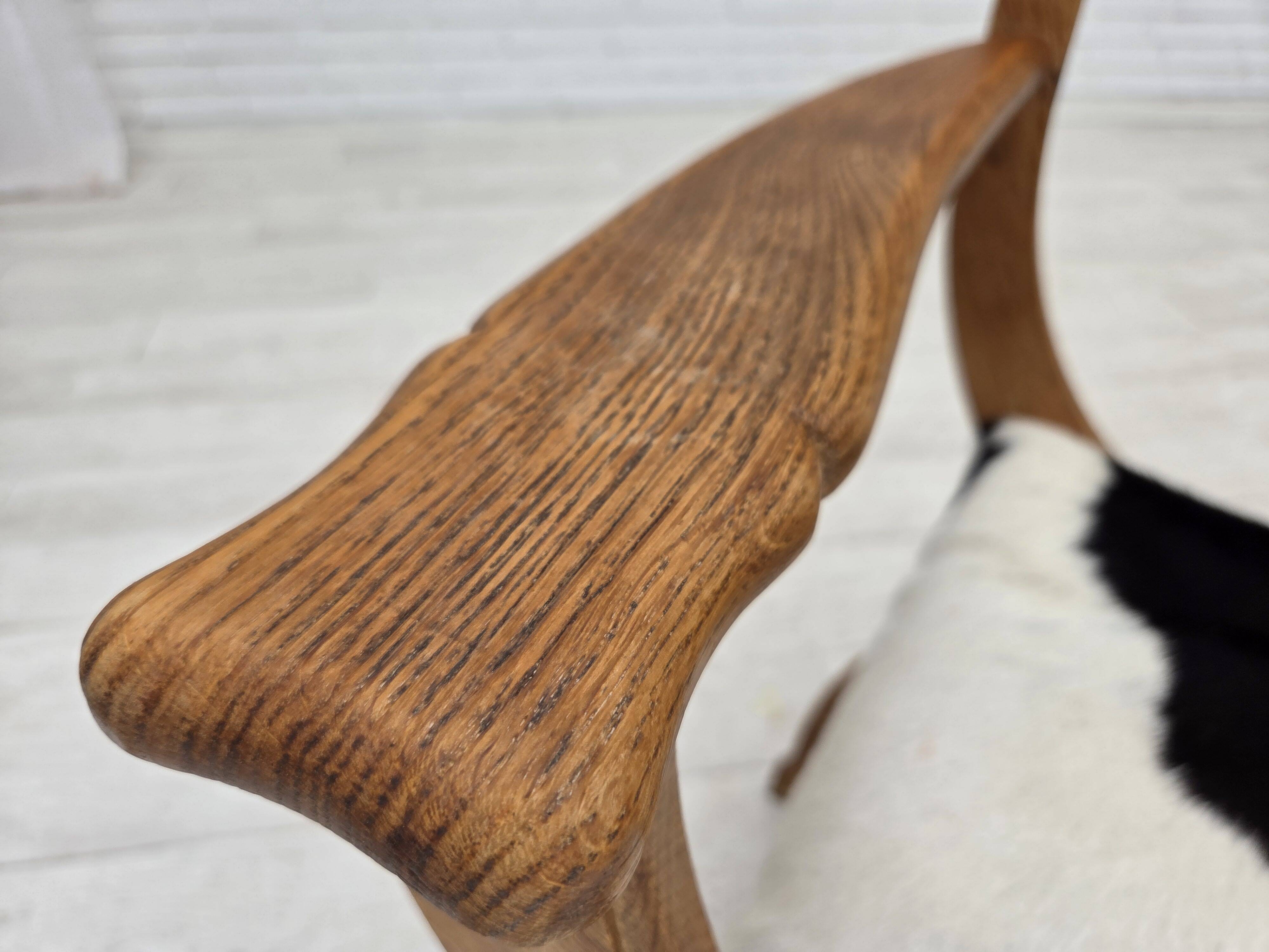 1960s, Danish armchair, completely reupholstered, furniture cowhide, oak.