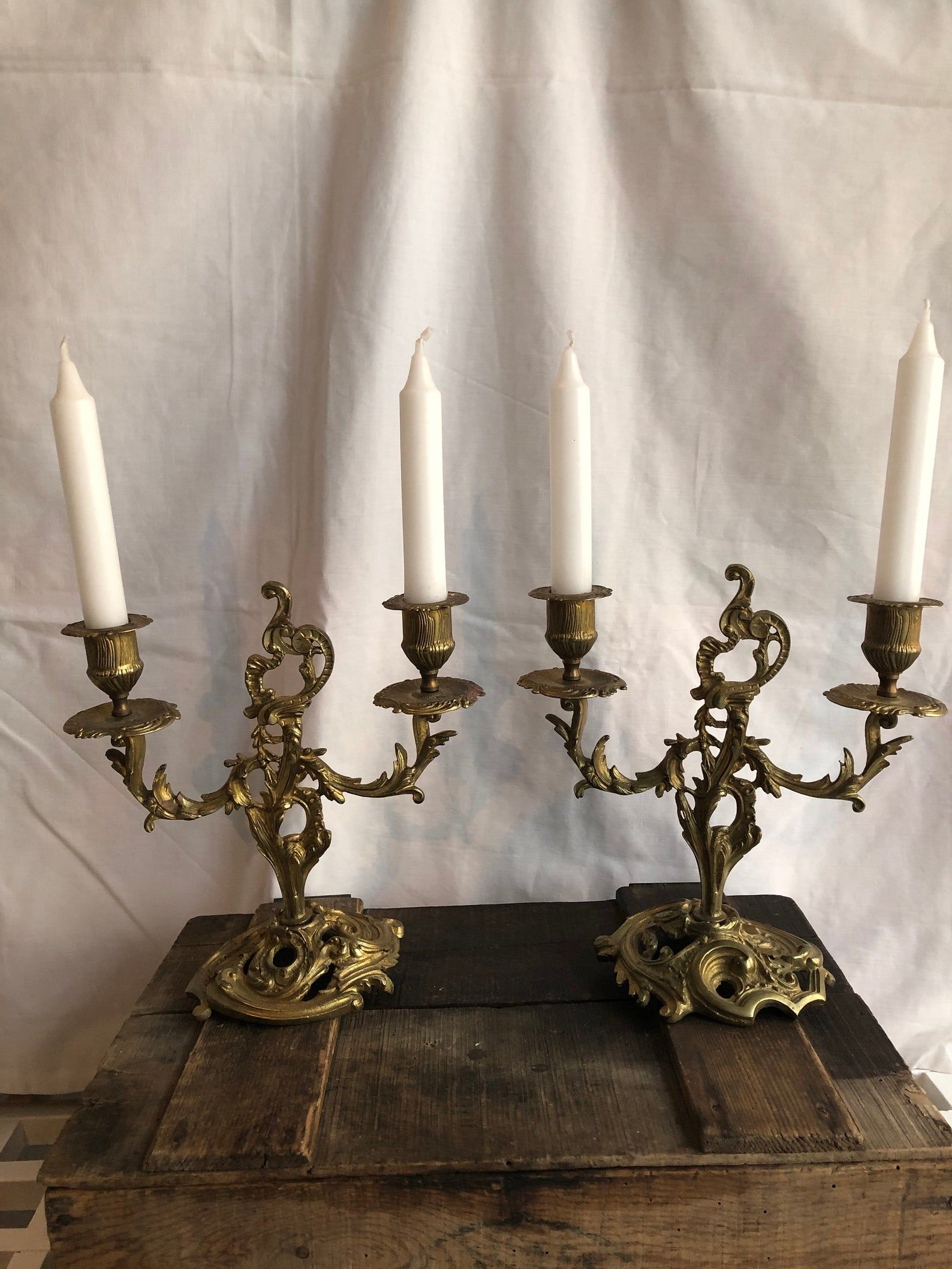 Pair of candlesticks in chiseled bronze and gilded 19th century France