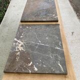 Renovated art deco sideboard in solid raw oak and gray marble 190cm