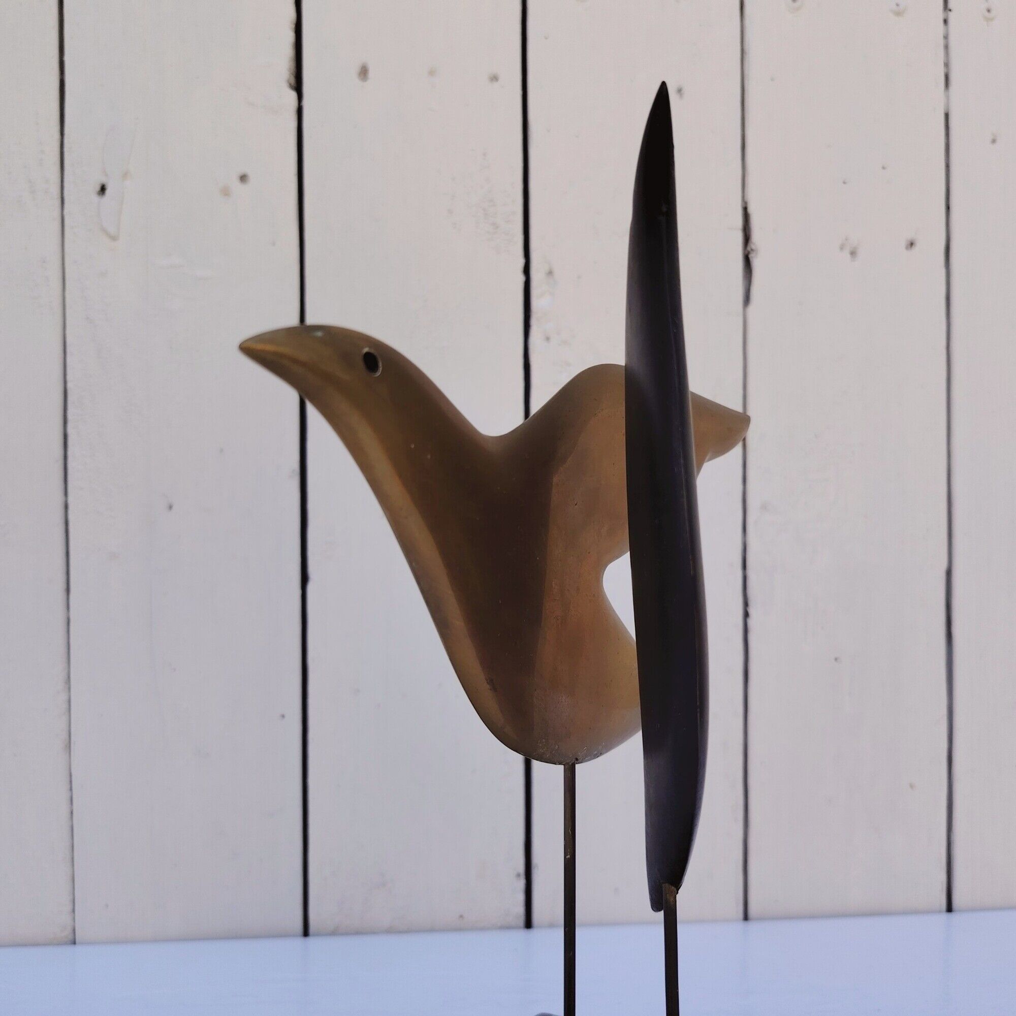 Bronze bird sculpture, signed and numbered, vintage.
