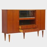 Vintage mid century high quality Danish design highboard buffet cabinet made of teak, 1960s