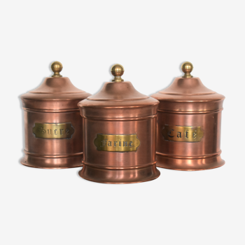 Trio of copper spice pots