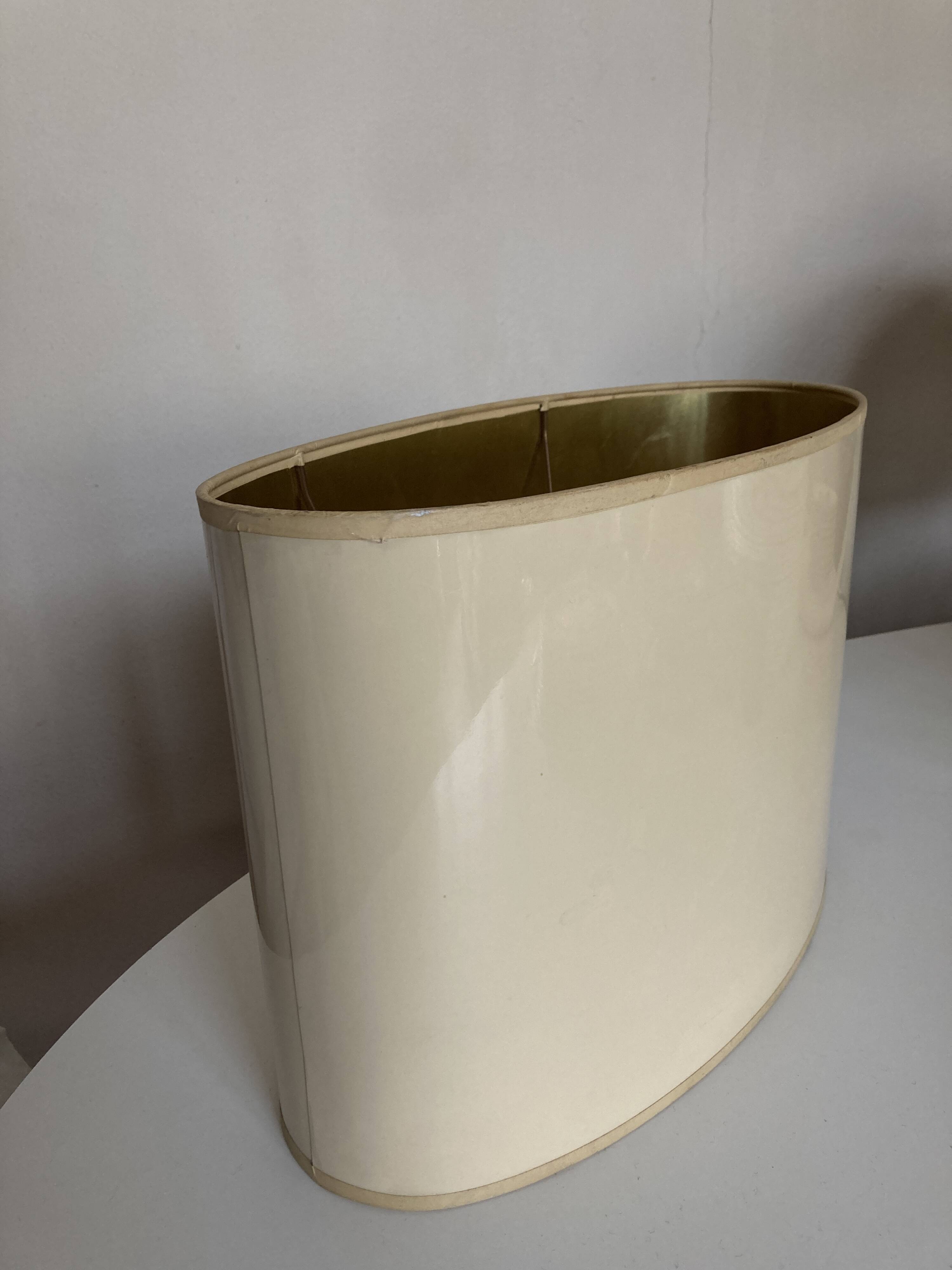 Oval lampshade hot water bottle lamp lacquered cardboard lined with gold 1970