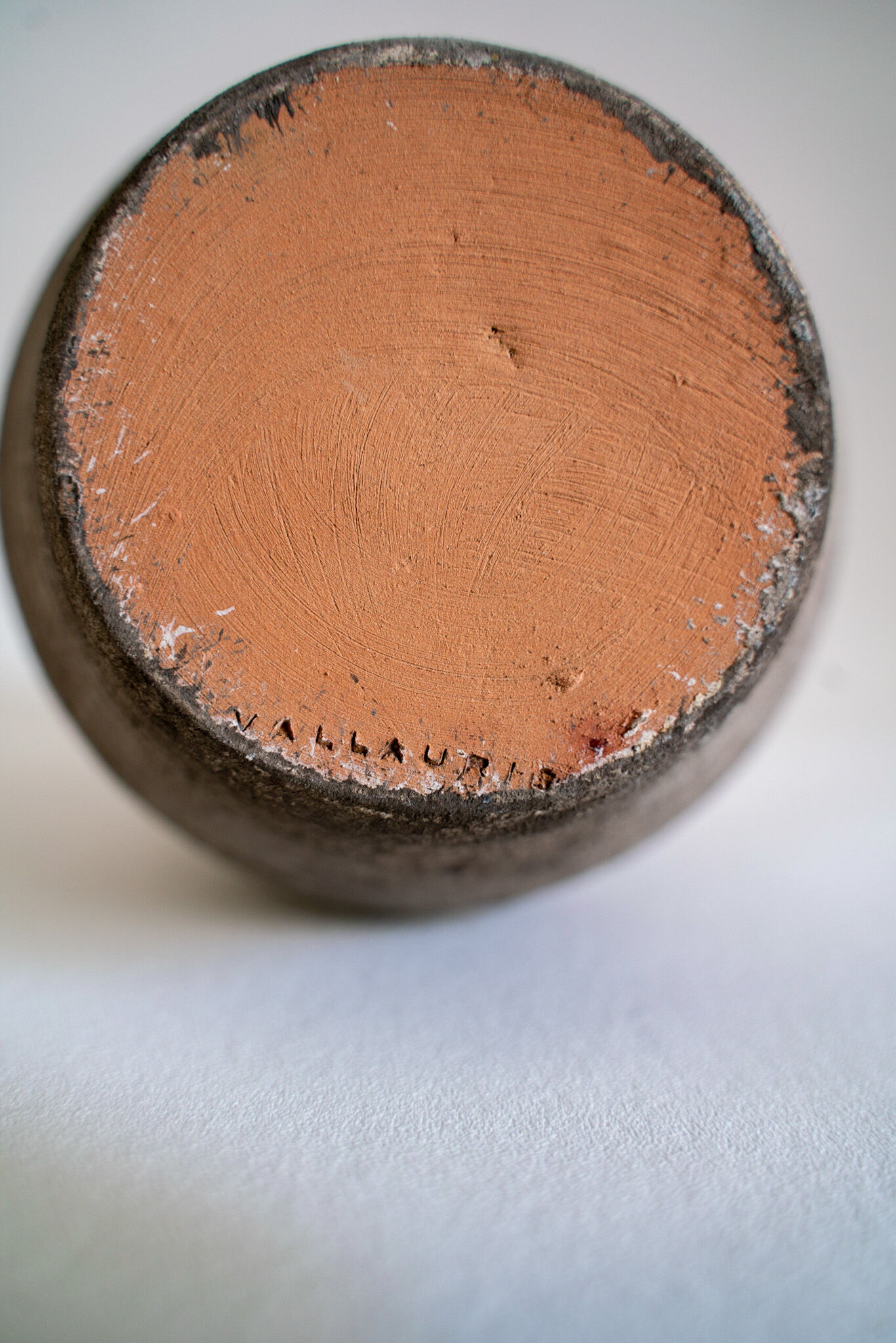 Vallauris, vintage grey terracotta vase