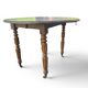 Antique drop-leaf table in wood, with turned legs and castors.