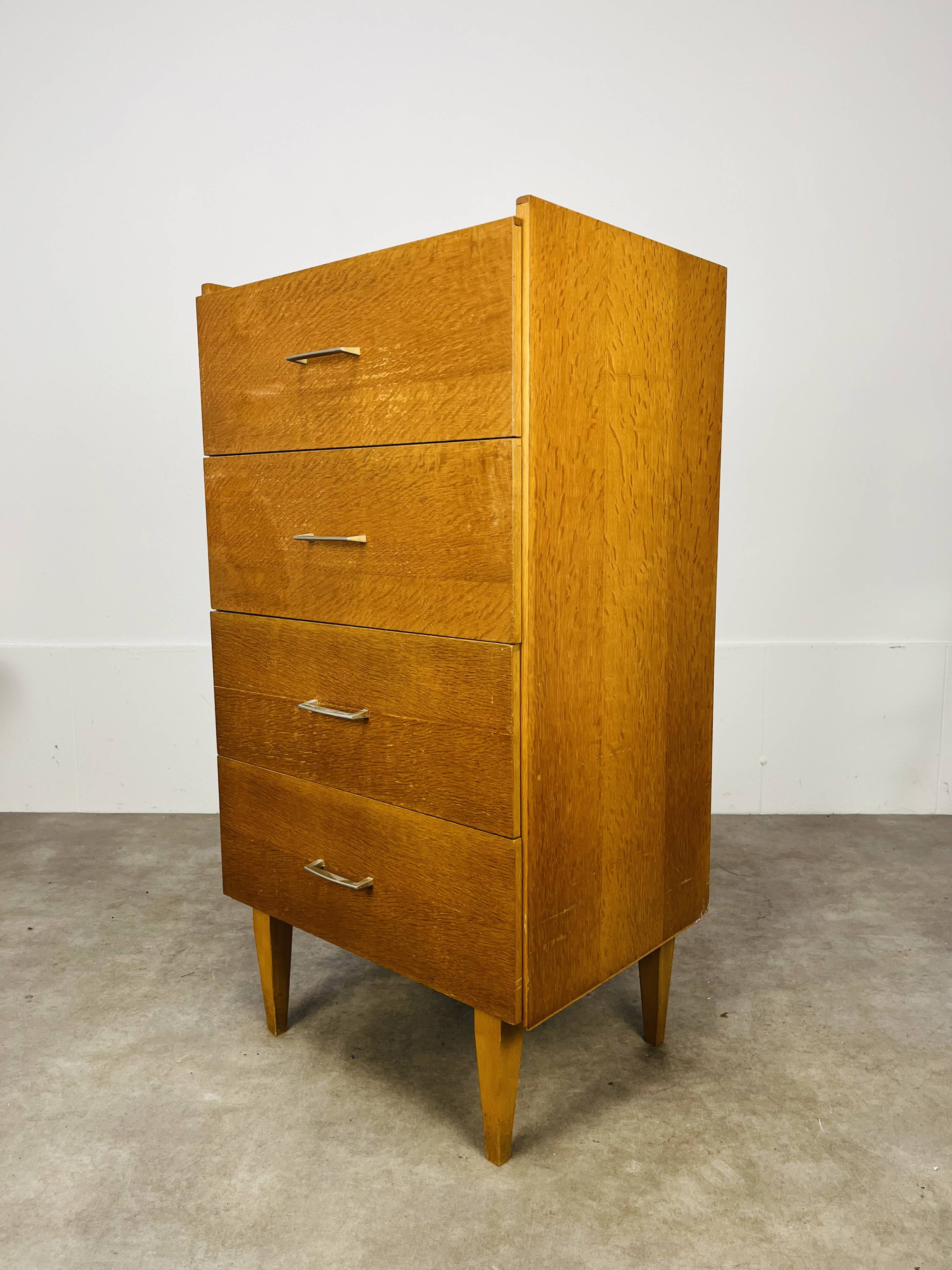 Commode chiffonnier années 50, bois blond