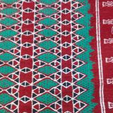 Tapis traditionnel rouge et vert en pure laine 115x210cm