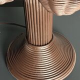 Pencil reed rattan bamboo palm tree coconut table lamp Maro Lopez style 70s