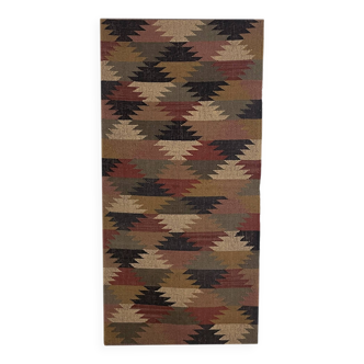 Jute/Wool Handwoven Kilim Runner, Home Decor, Entryway Floor, Balcony, Rug.