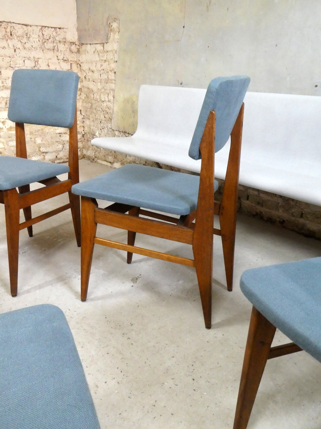 Series of 6 oak chairs, 1950