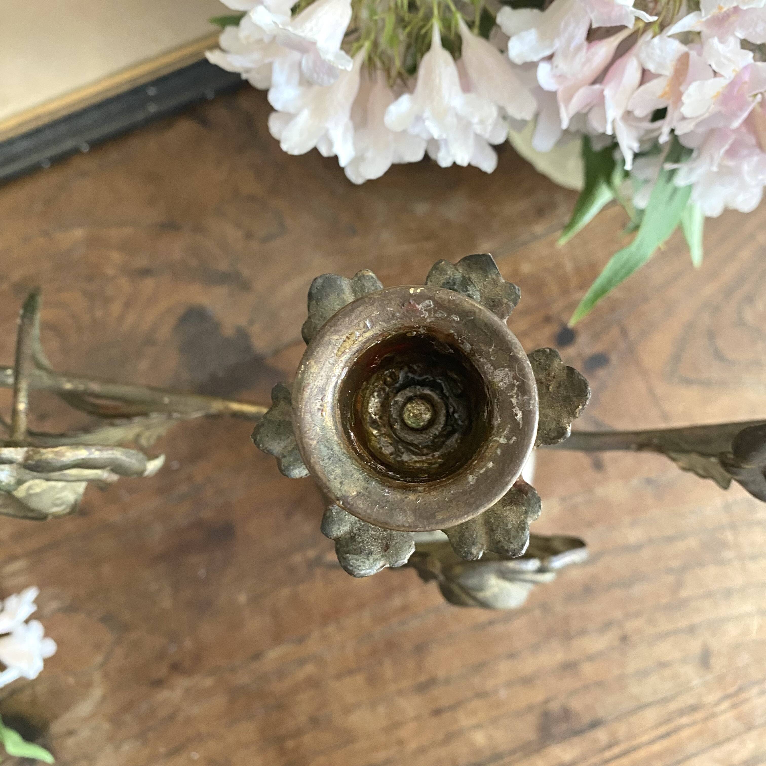 Antique 3-light 19th century candlestick