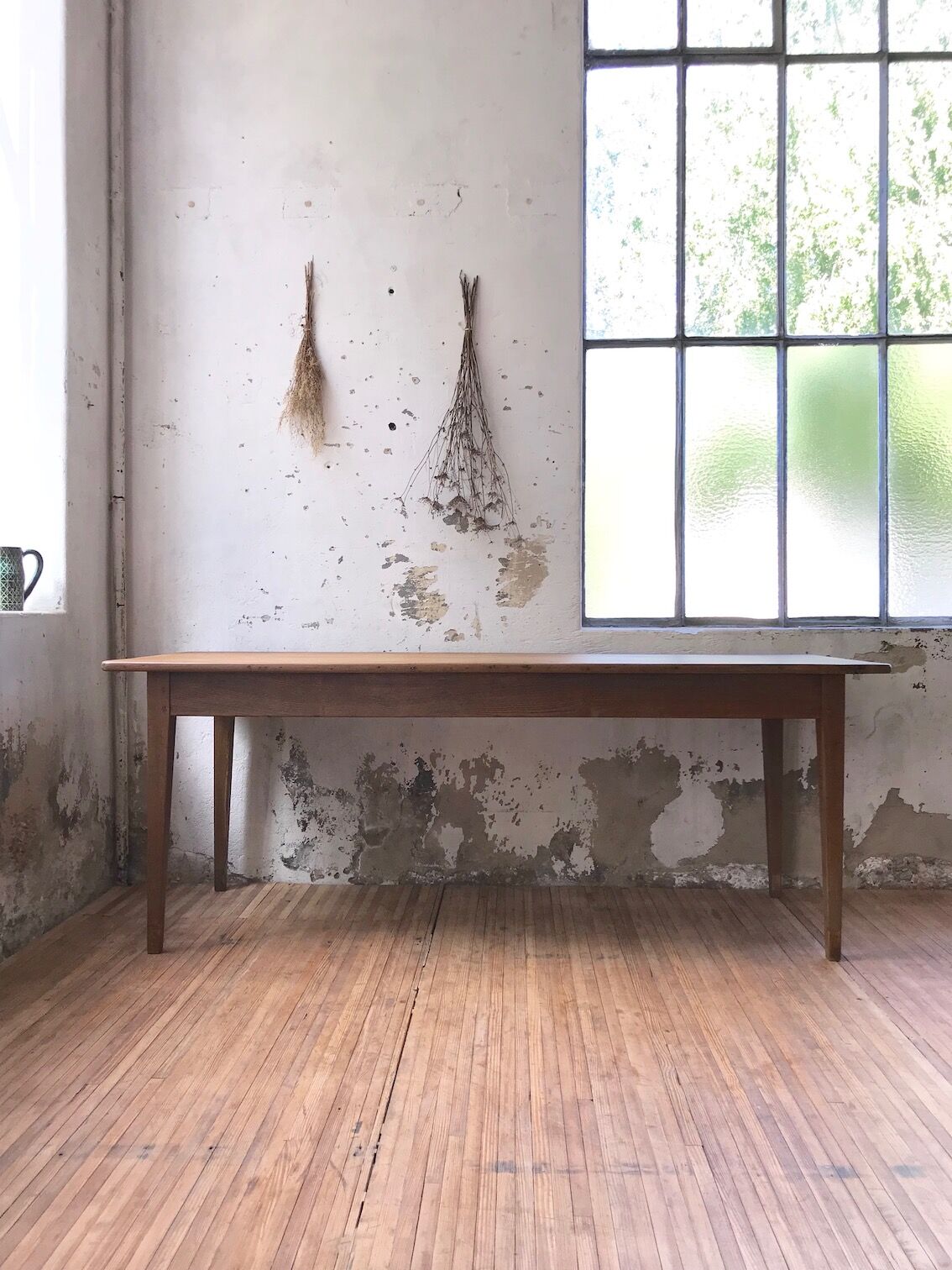 Farm table in raw wood