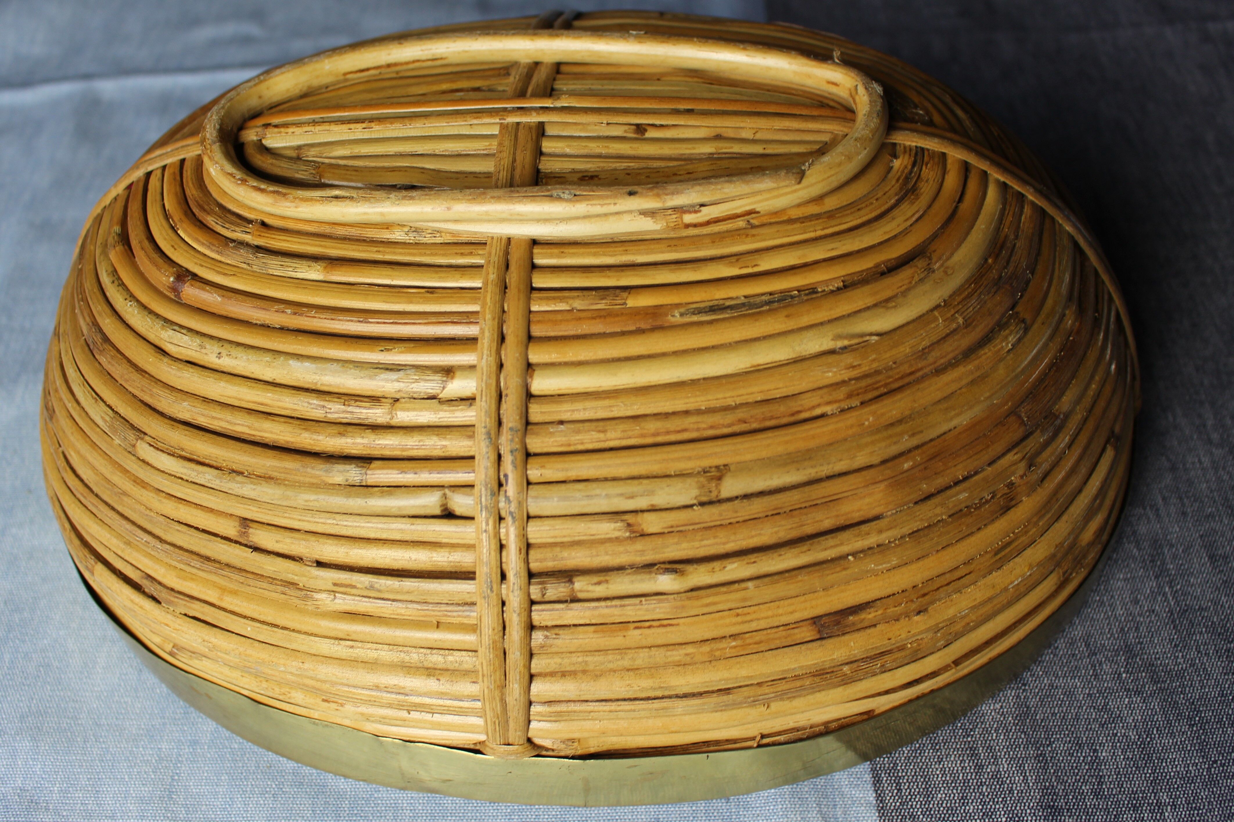 Wicker and brass basket