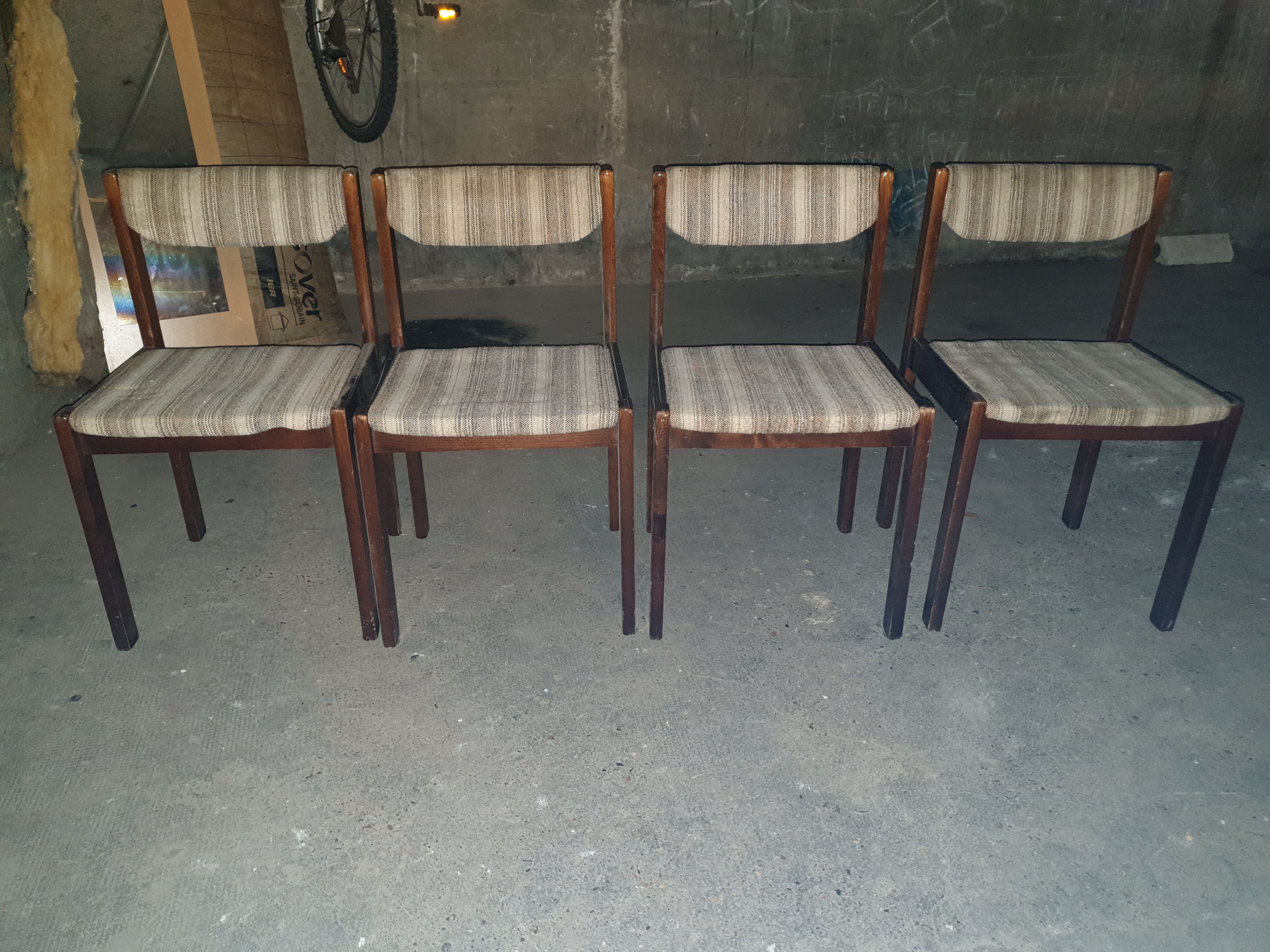 Denmark, 1980, set of 4 curly wool chairs