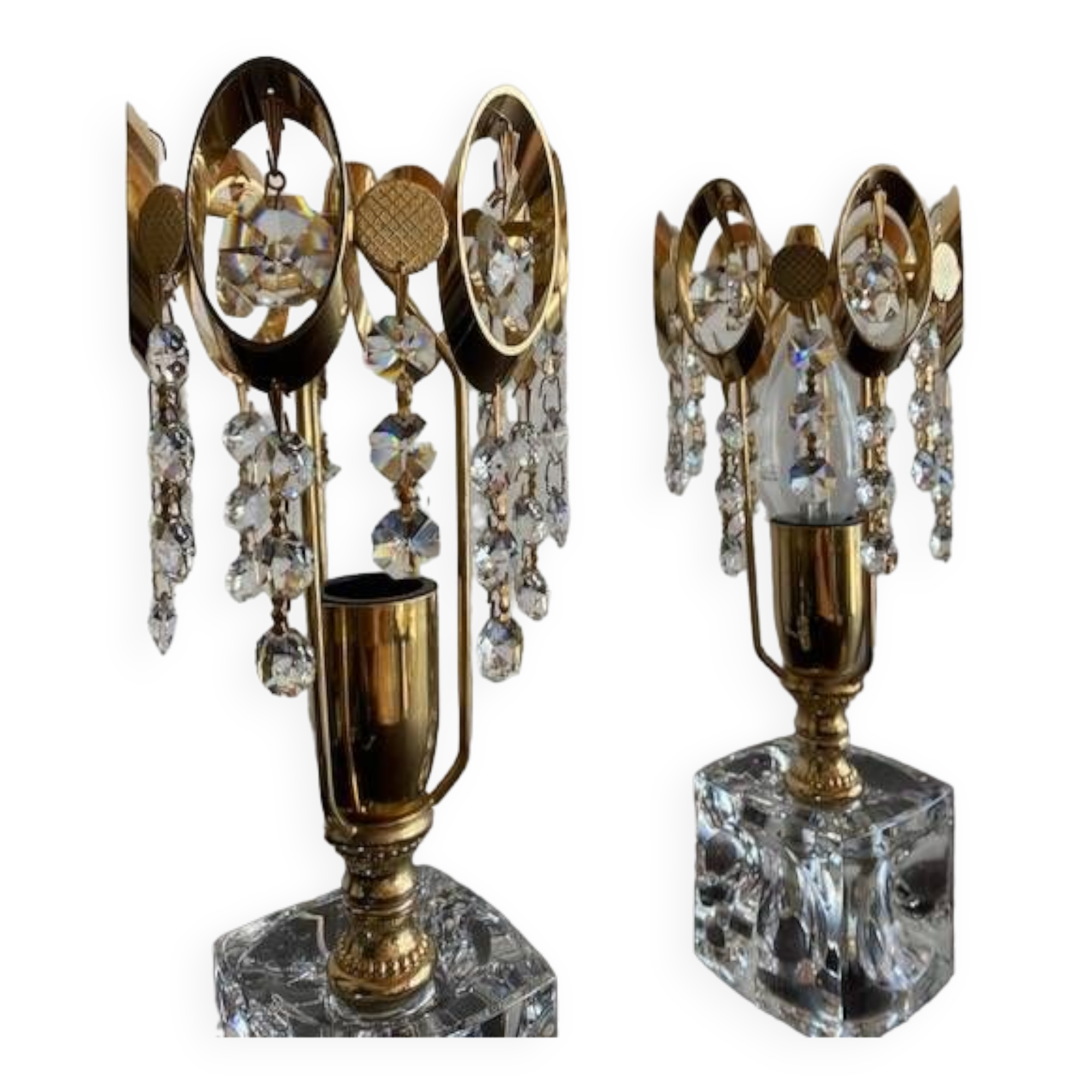 Pair of crystal lamps from the 80s
