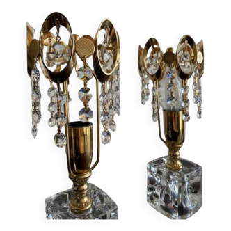 Pair of crystal lamps from the 80s