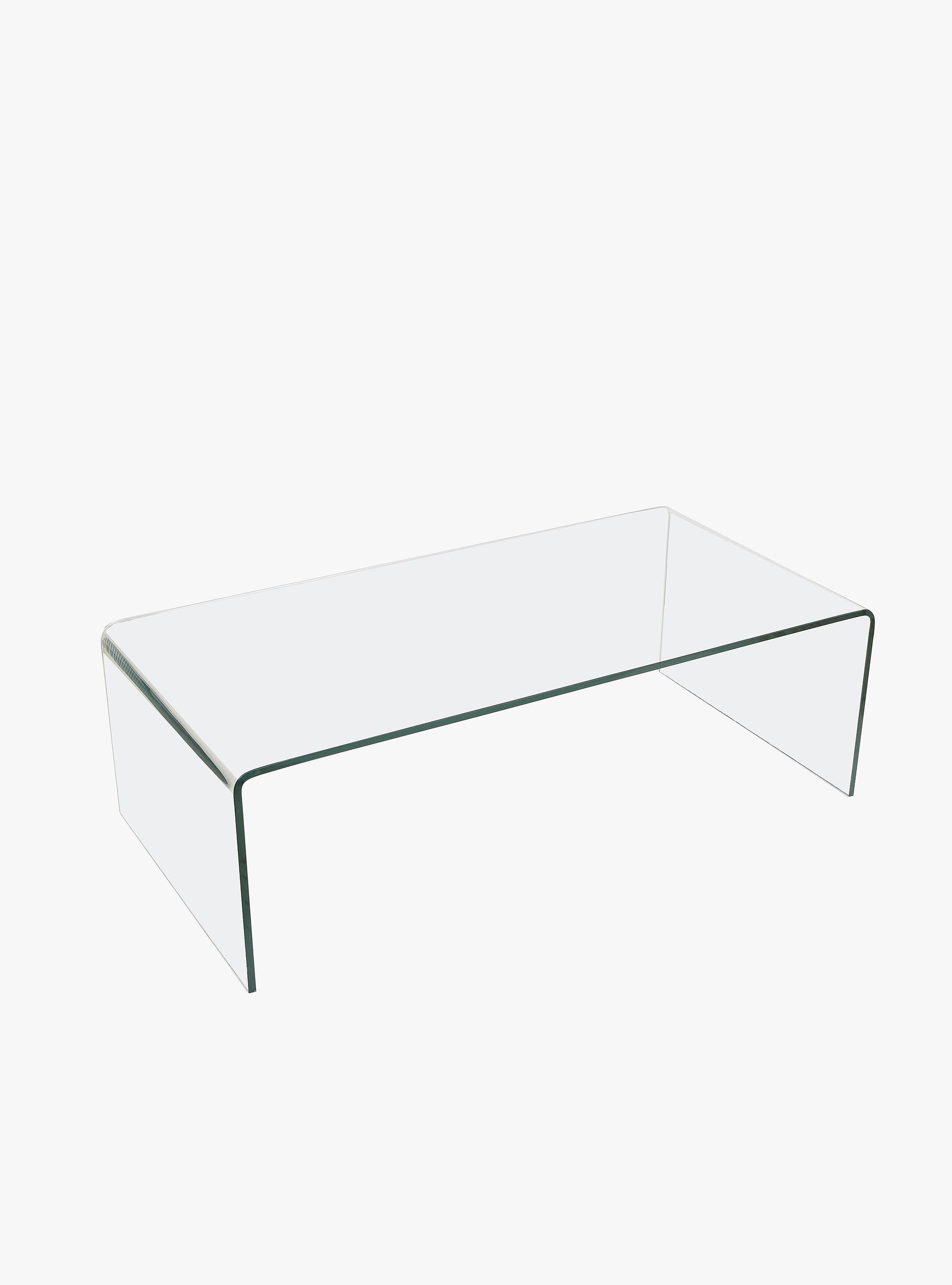 Transparent tempered glass coffee table.