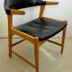 Fauteuil danois en chêne et cuir noir