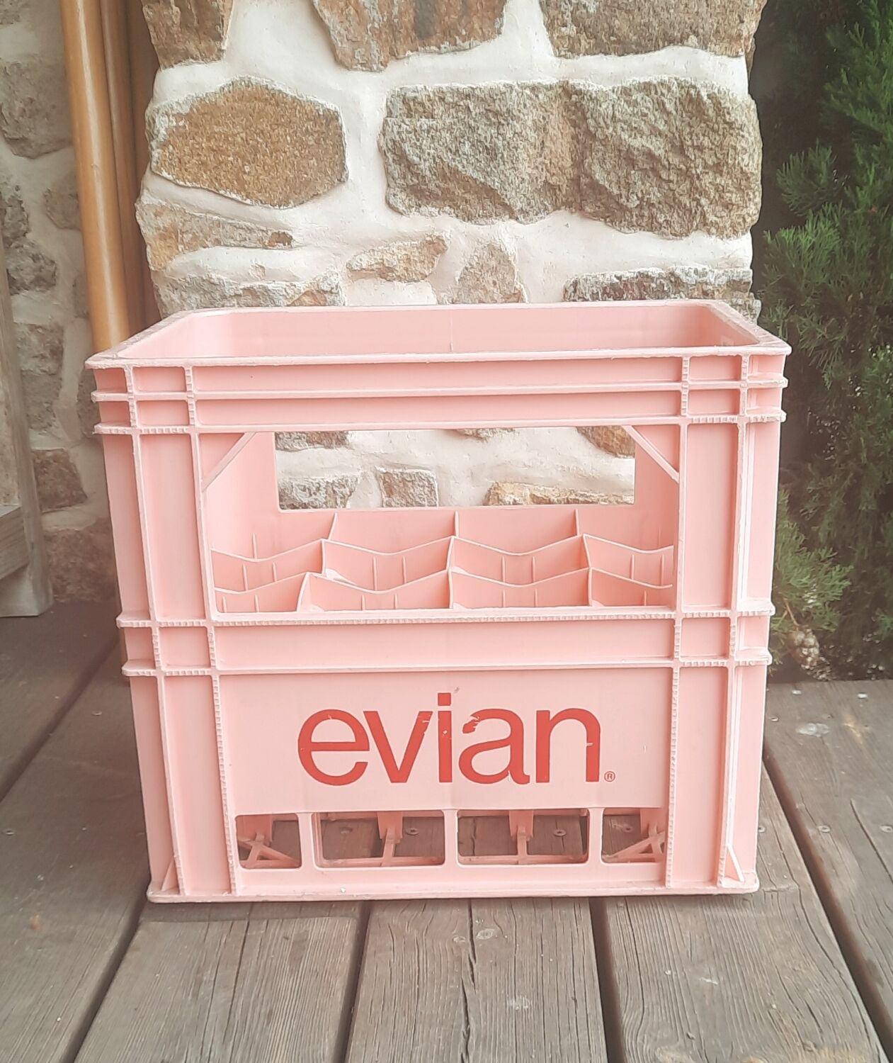 Evian bottle rack