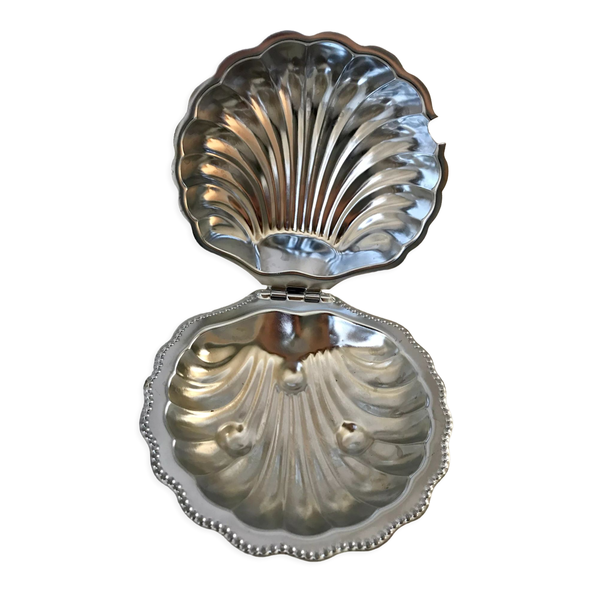 Pocket tray shell silver metal 60s-70s