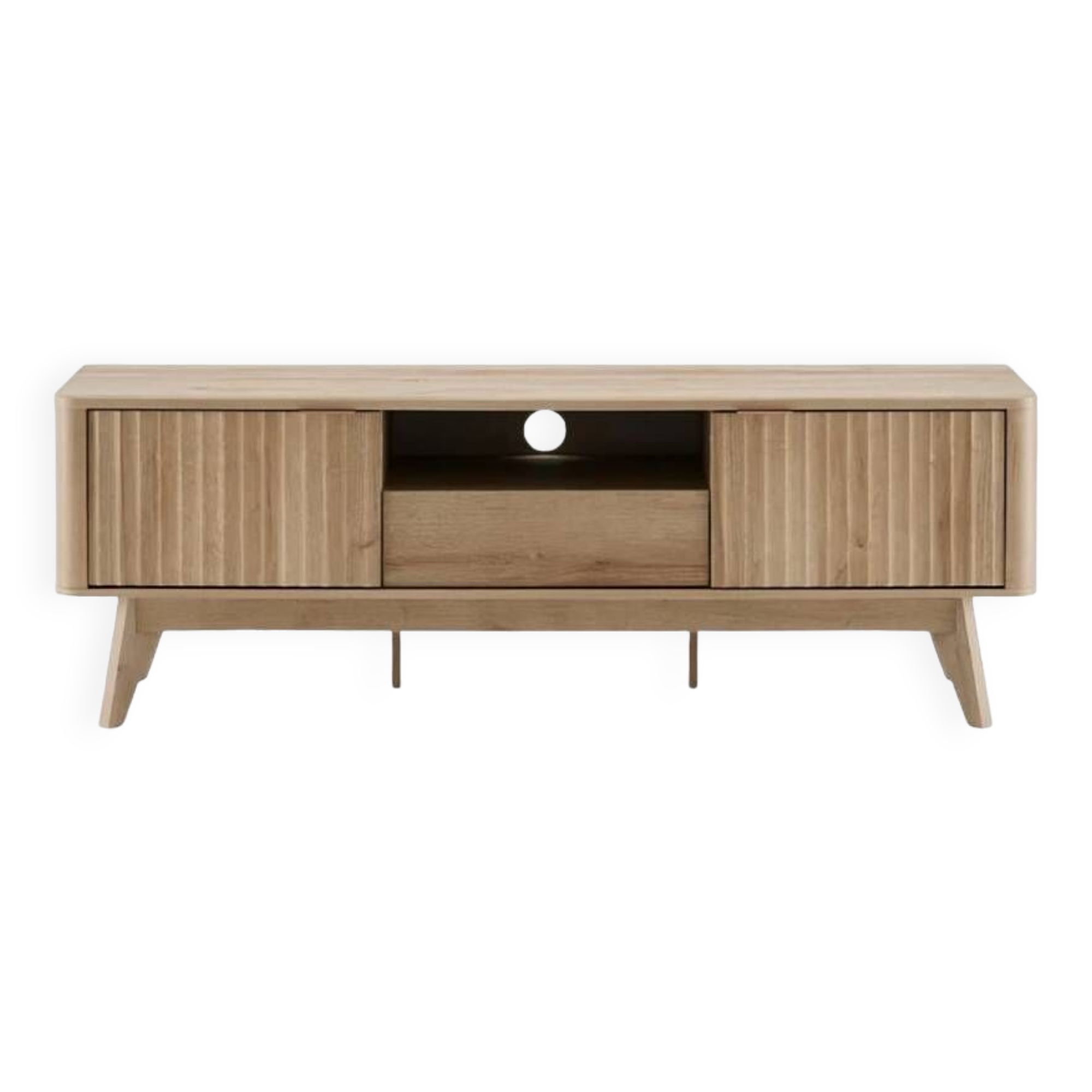 Mid-Century Modern Sideboard with Waveform Panel for TVs up to 50 Inch, Storage Sideboard