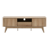 Mid-Century Modern Sideboard with Waveform Panel for TVs up to 50 Inch, Storage Sideboard