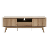 Mid-Century Modern Sideboard with Waveform Panel for TVs up to 50 Inch, Storage Sideboard