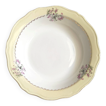 Vintage shallow dish L'Amandinoise model Paola white cream flowers