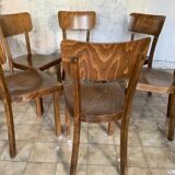 6 anciennes chaises bistrot bois courbé