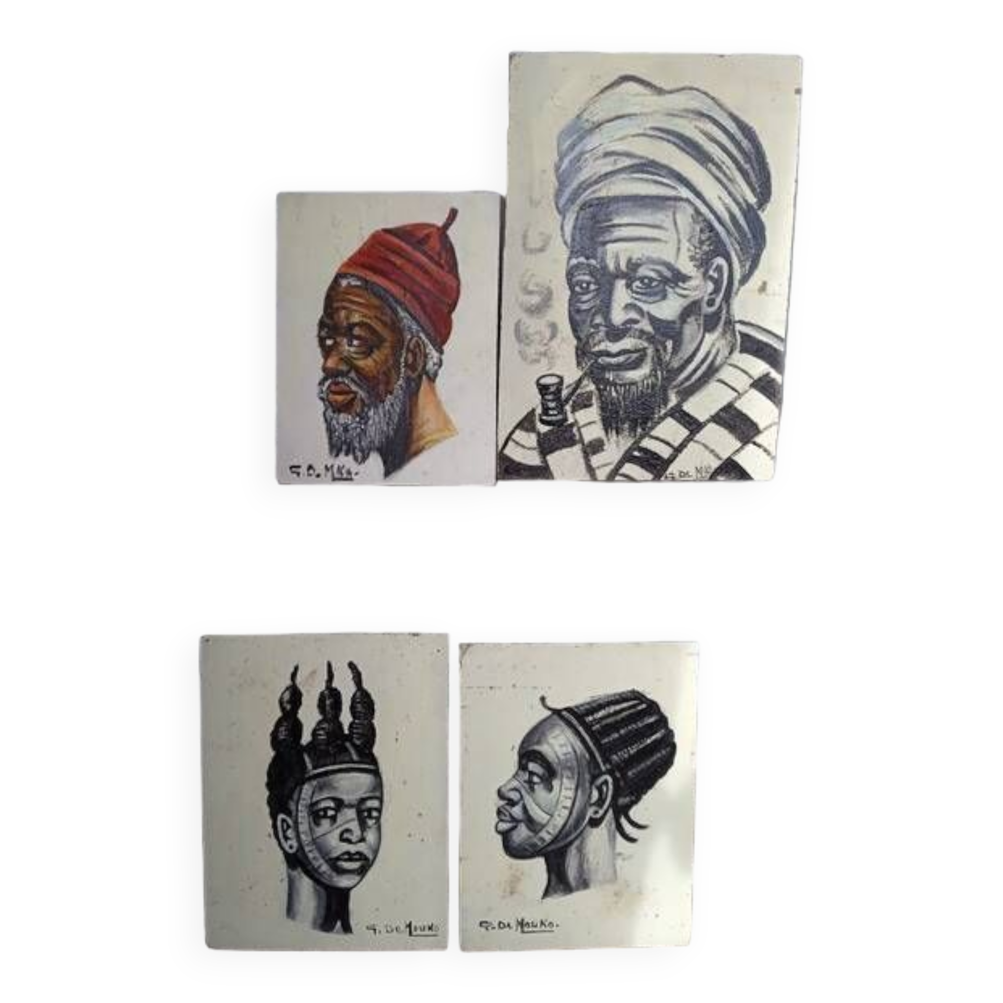Oil paintings on panel set of 4 Orientalist portrait mid 20th century