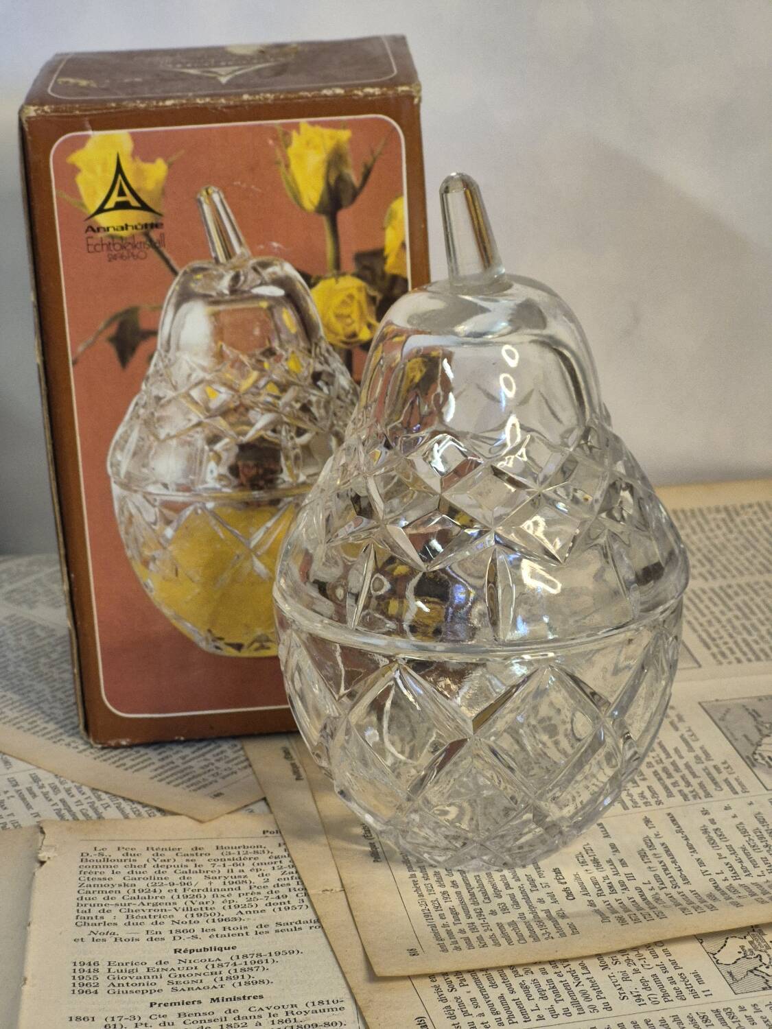 Crystal pear candy bowl