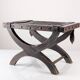 Colonial Curule Stool in Leather and Wrought Iron, Mexico, 1940s
