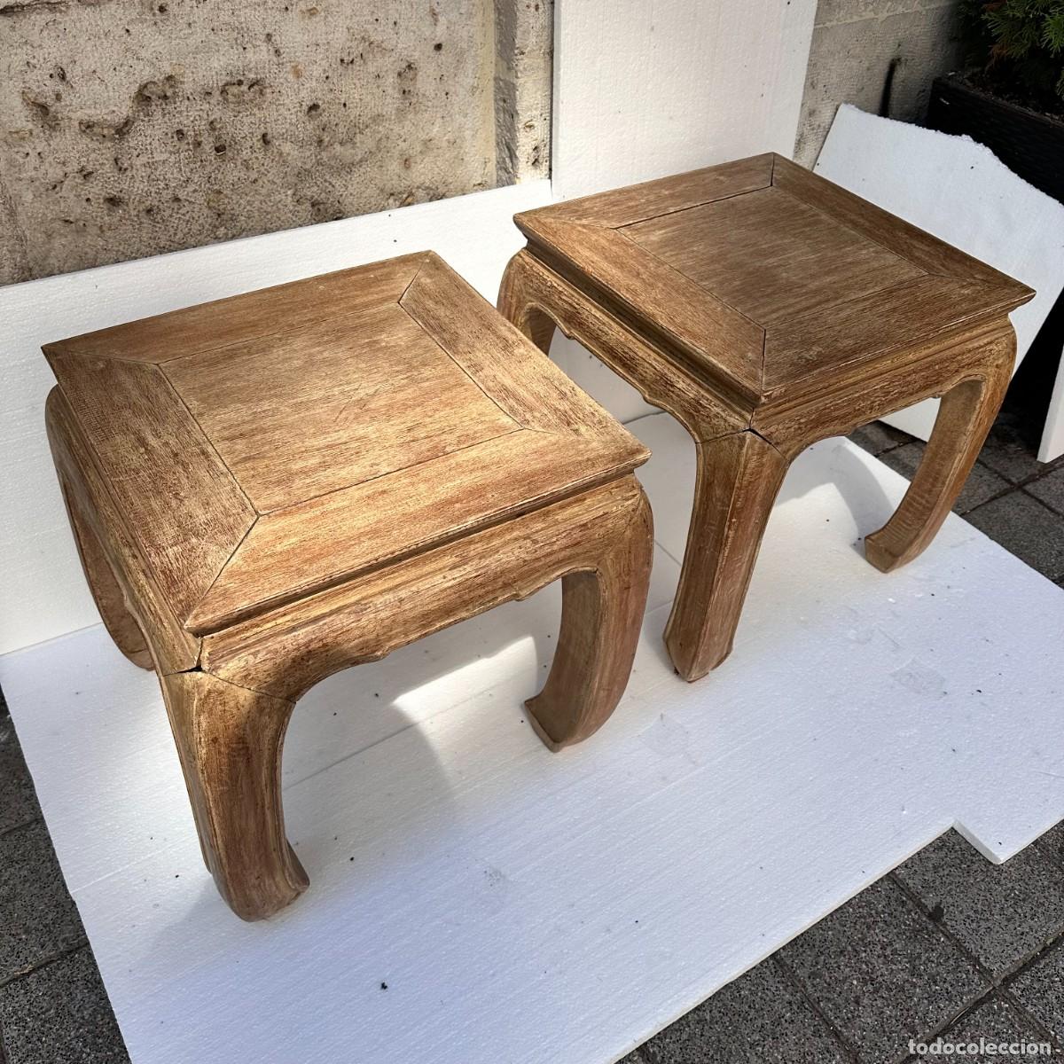 2 tables d'appoint en bois d'orme, Chine années 50