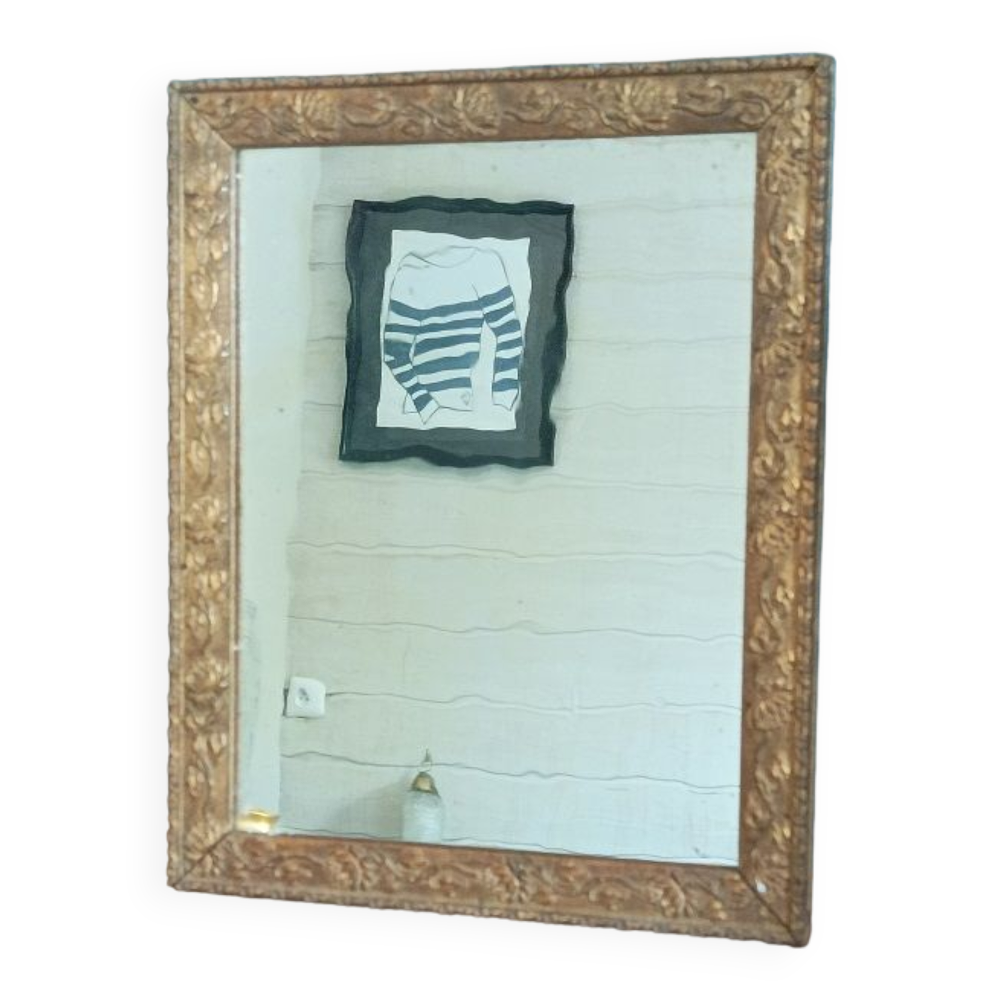 Mirror frame wood plaster carved stucco gilded patinated