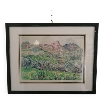 Lithograph "Provencal olive groves"