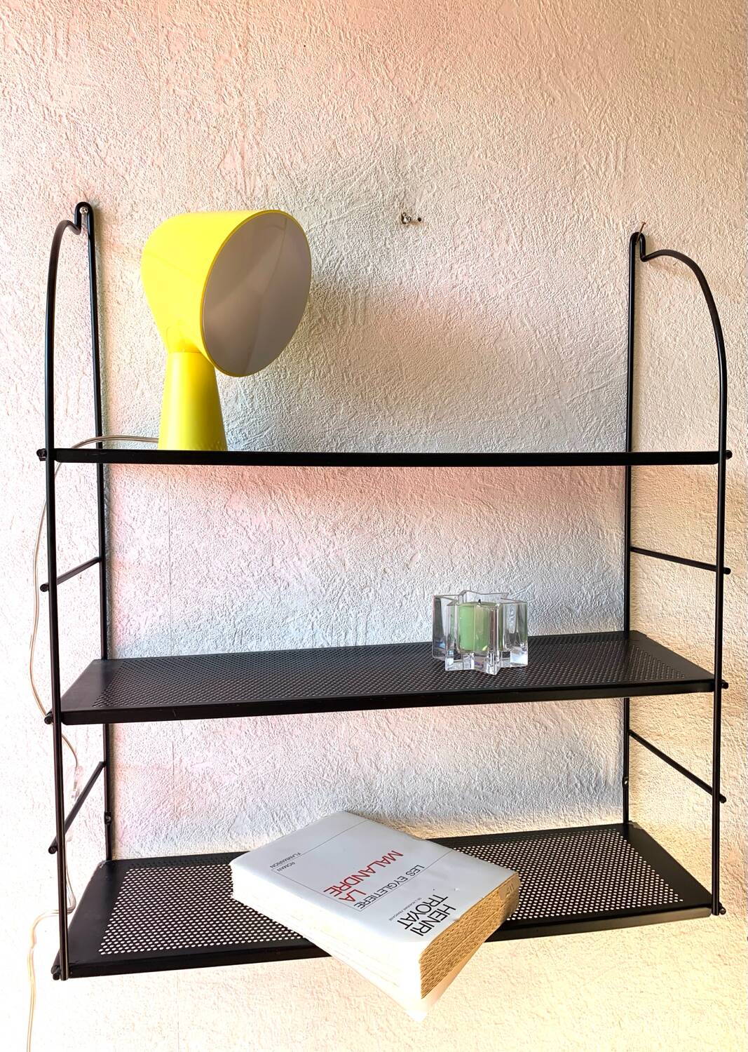 Black metal string shelf