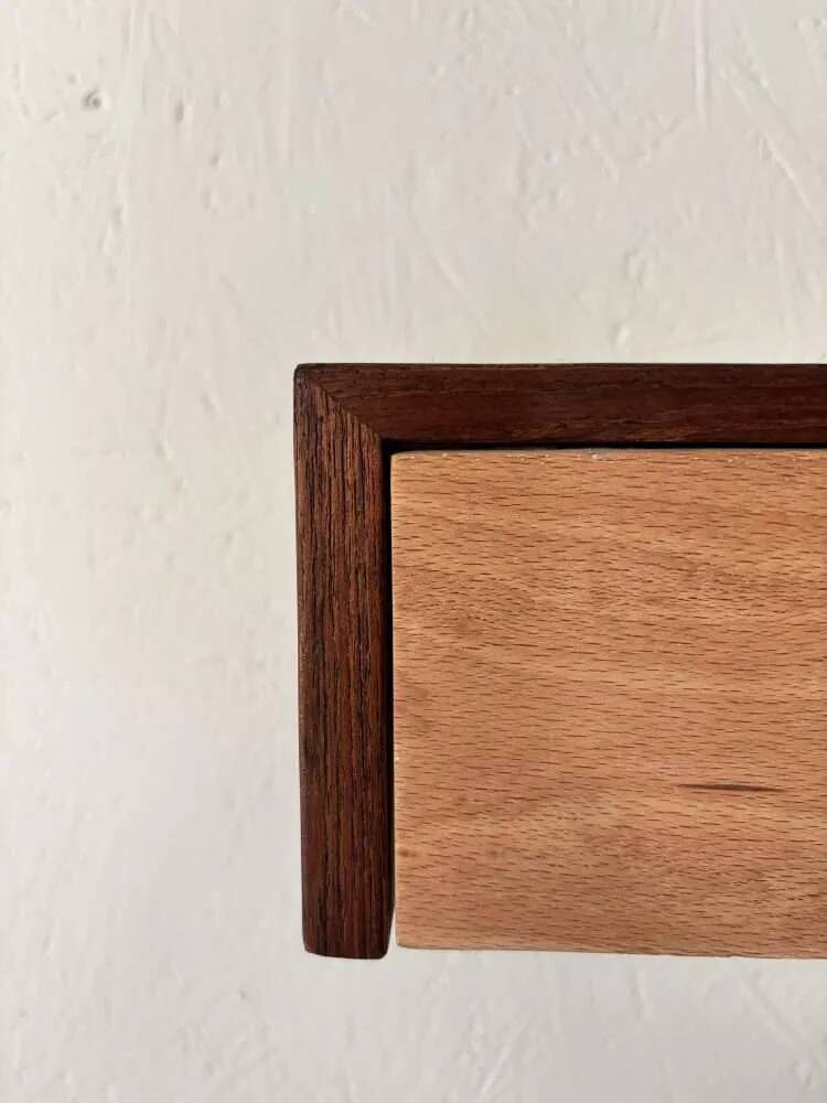 Vintage floating commode in teak and beech wood from the 1960s.