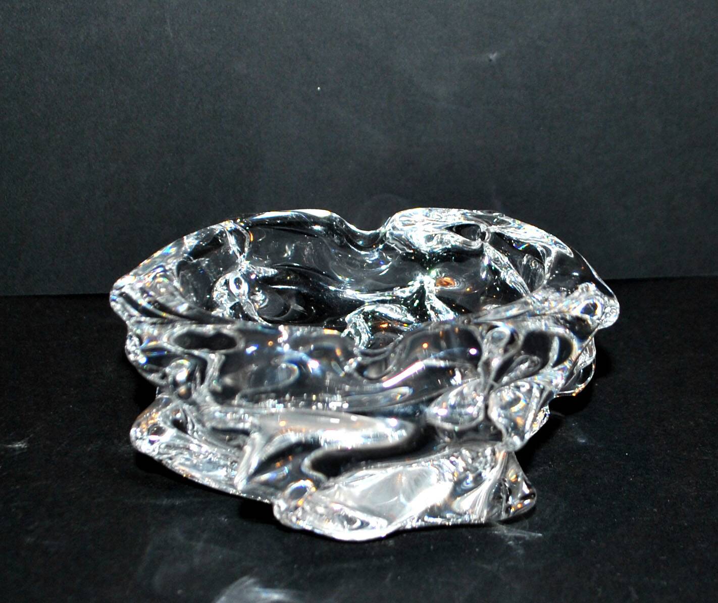1960 Design ashtray bowl in blown crystal signed Cristal Paris France