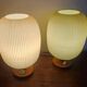Rare Pair of Table Lamps, Glass and Wood, 1960s