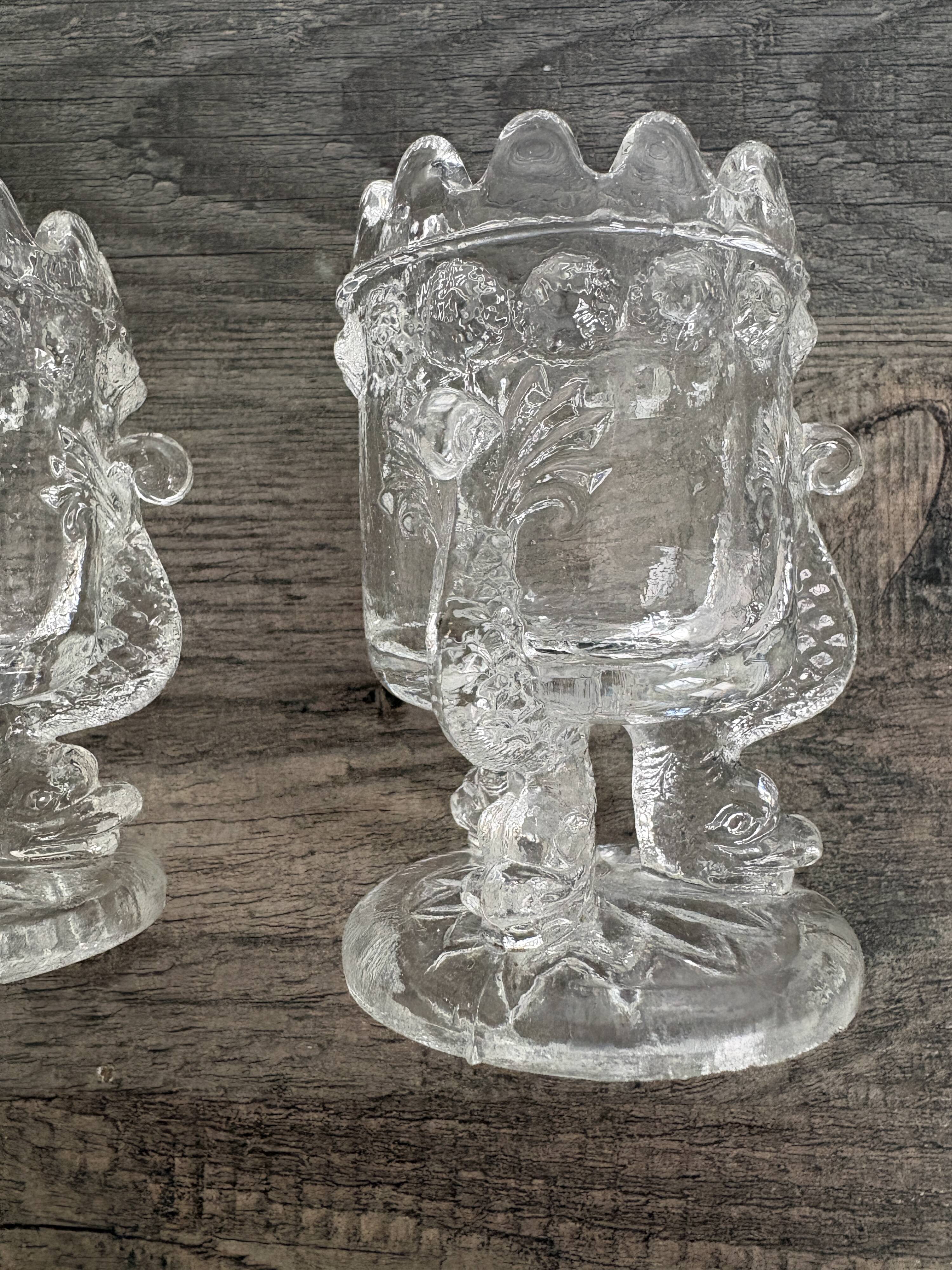 Pair of antique moulded glass egg cups