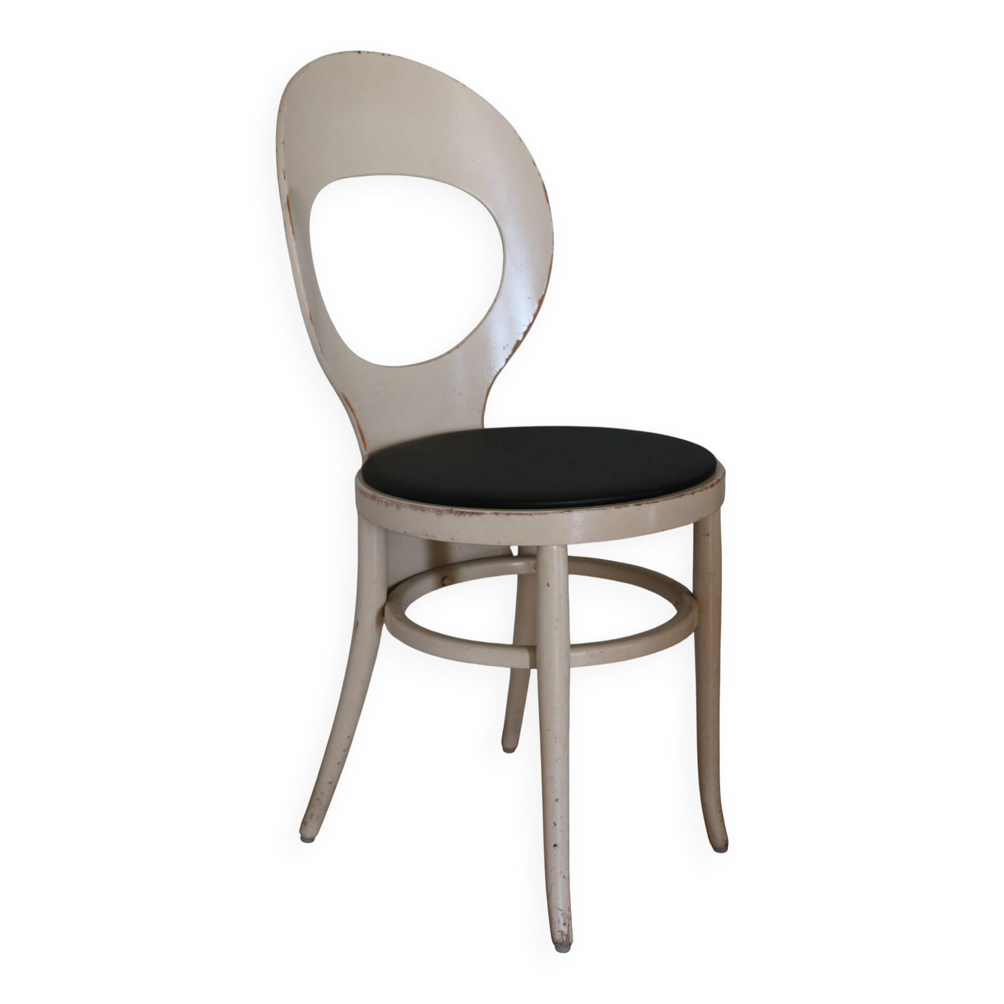 Chaise baumann mouette blanche skaï noir