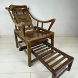 Antique chinese handcrafted bamboo lounge chair, 1900