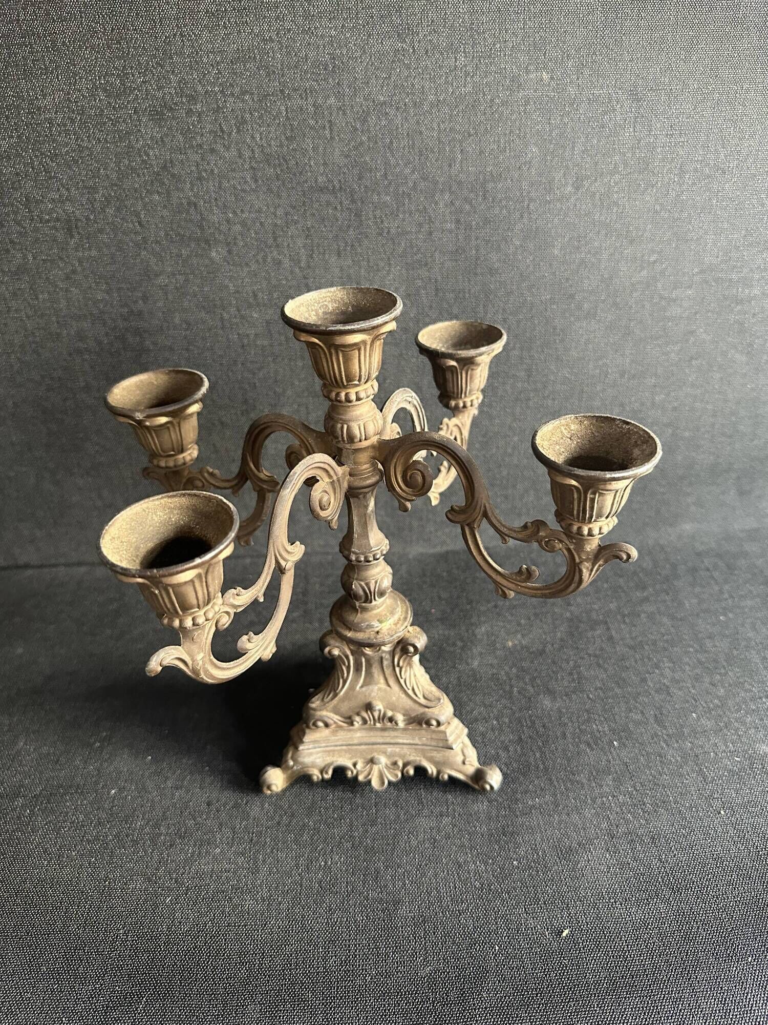 Small antique candelabrum with 5 lights in patinated brass - early 20th century
