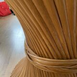 McGuire Bamboo Table – wheat sheaf base, round glass top