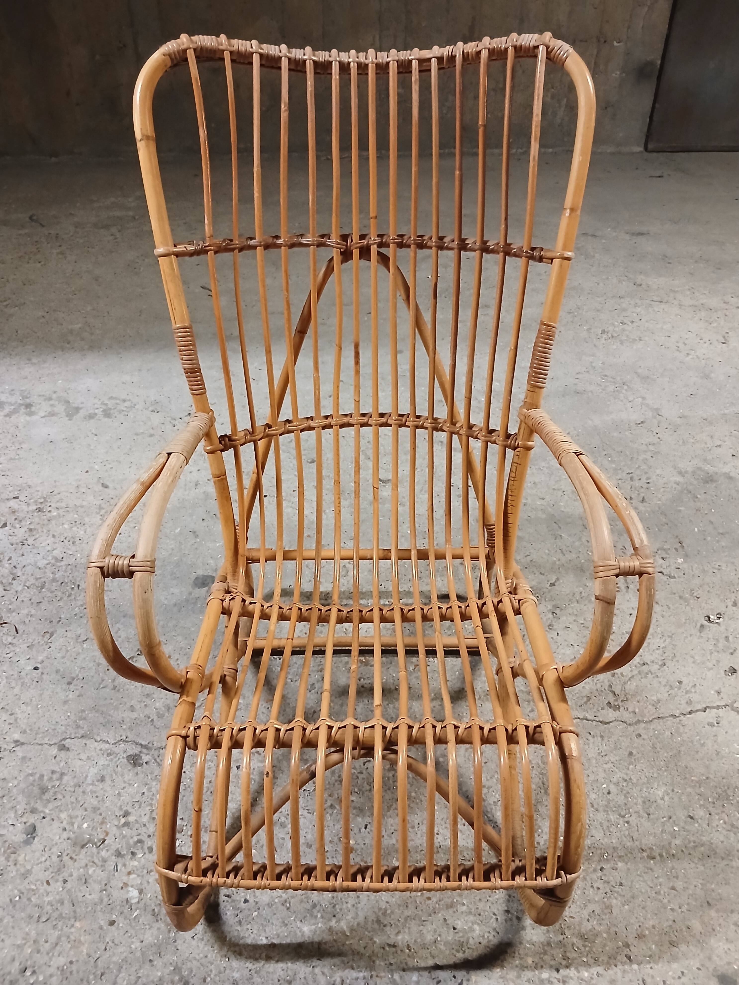 Paire de fauteuils en rotin vintage