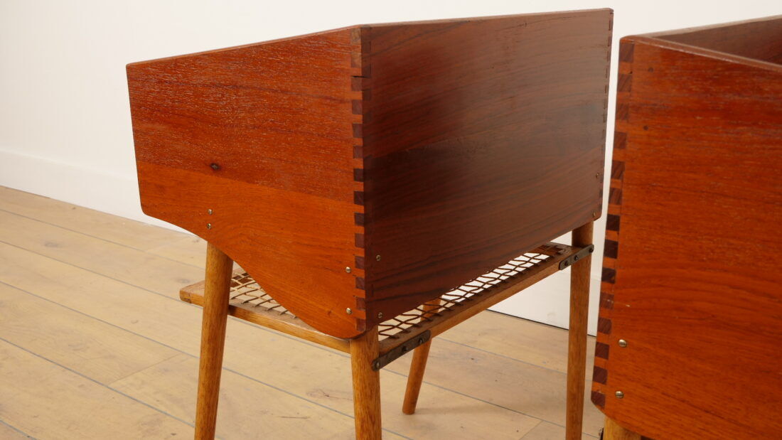 Ensemble de tables de chevet vintage danoises | Teck et chêne | Vintage