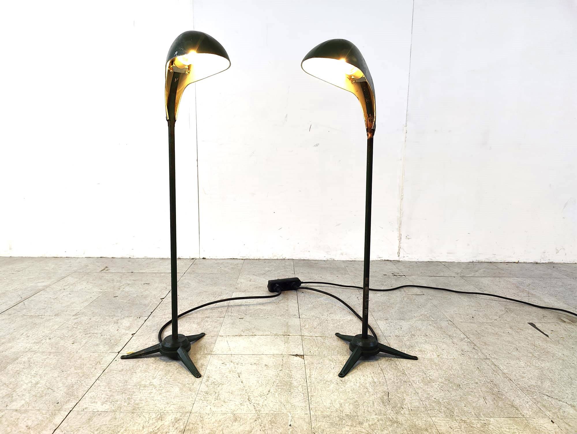 Pair of vintage metal floor lamps, 1970s