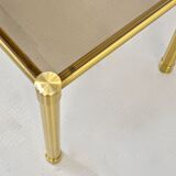 Midcentury Italian Tubular Brass And Smoked Glass Coffee Table. Retro.